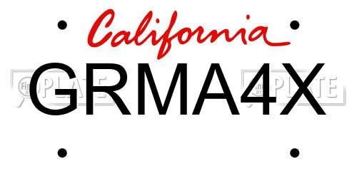 GRMA4X California License Plate