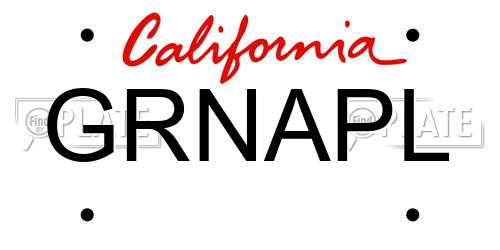 GRNAPL California License Plate