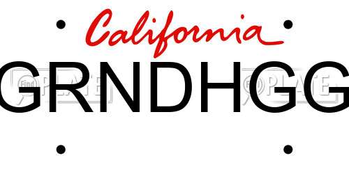 GRNDHGG California License Plate