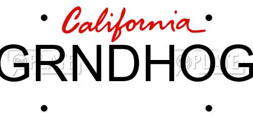 GRNDHOG California License Plate