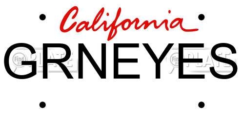 GRNEYES California License Plate