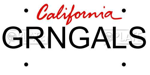 GRNGALS California License Plate