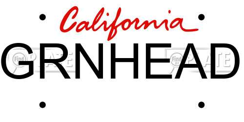 GRNHEAD California License Plate
