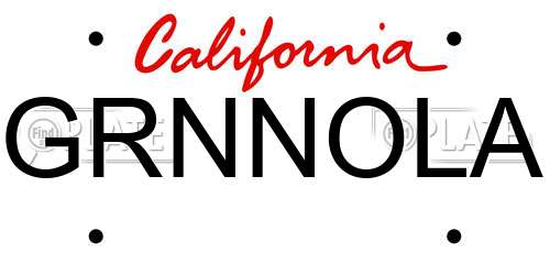 GRNNOLA California License Plate