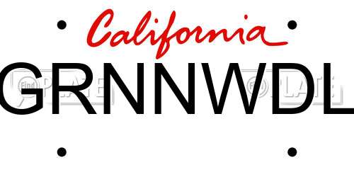 GRNNWDL California License Plate