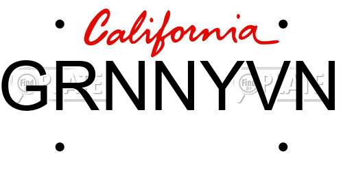 GRNNYVN California License Plate