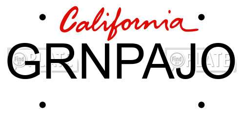 GRNPAJO California License Plate