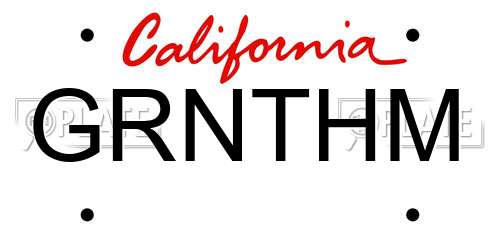 GRNTHM California License Plate