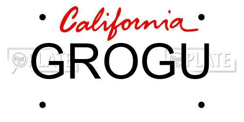 GROGU California License Plate