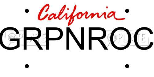 GRPNROC California License Plate