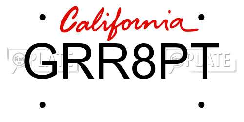 GRR8PT California License Plate
