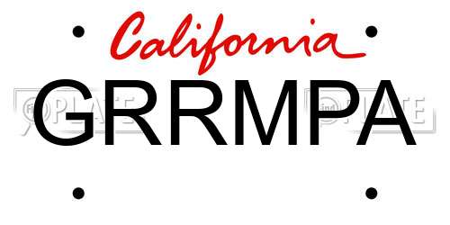 GRRMPA California License Plate