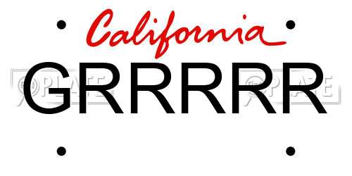 GRRRRR California License Plate