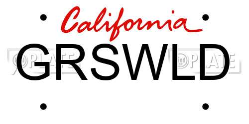 GRSWLD California License Plate