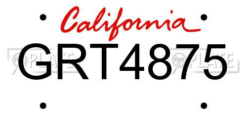 GRT4875 California License Plate