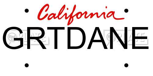 GRTDANE California License Plate
