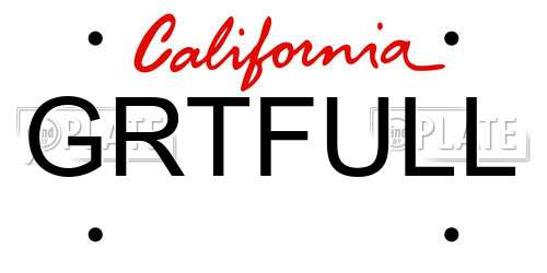 GRTFULL California License Plate