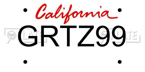 GRTZ99 California License Plate