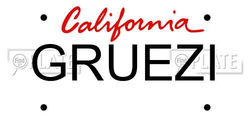 GRUEZI California License Plate