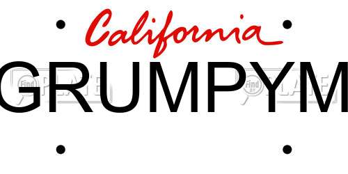 GRUMPYM California License Plate