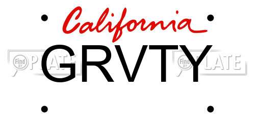 GRVTY California License Plate