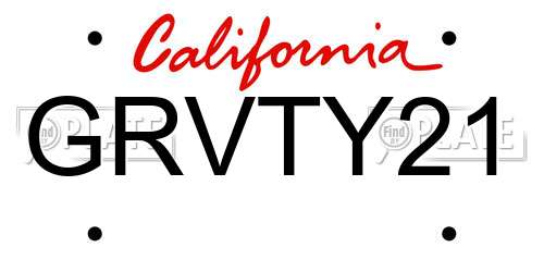 GRVTY21 California License Plate