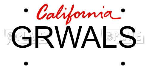 GRWALS California License Plate