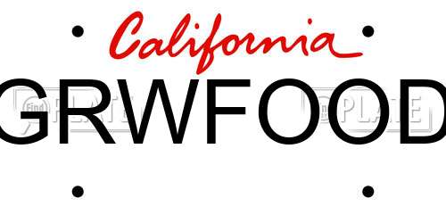GRWFOOD California License Plate