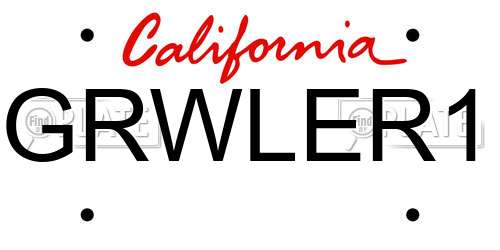 GRWLER1 California License Plate
