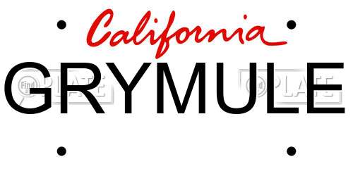 GRYMULE California License Plate