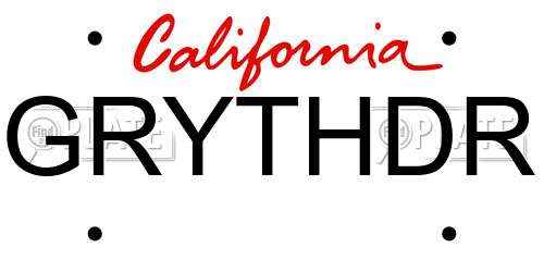 GRYTHDR California License Plate