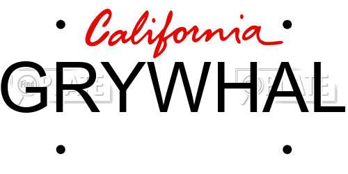 GRYWHAL California License Plate