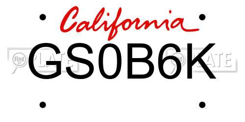 GS0B6K California License Plate