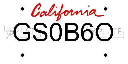 GS0B6O California License Plate