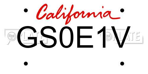 GS0E1V California License Plate