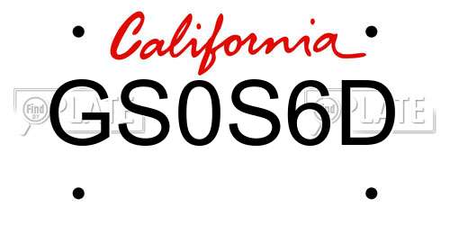 GS0S6D California License Plate