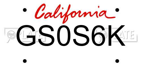 GS0S6K California License Plate