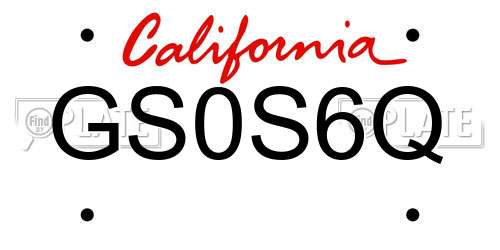 GS0S6Q California License Plate