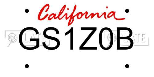 GS1Z0B California License Plate