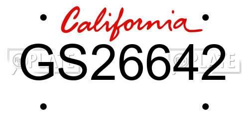 GS26642 California License Plate