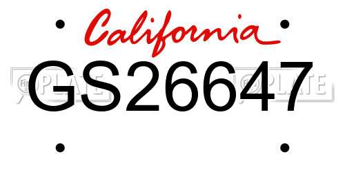 GS26647 California License Plate