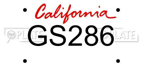 GS286 California License Plate