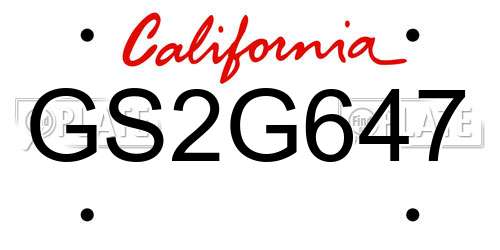 GS2G647 California License Plate