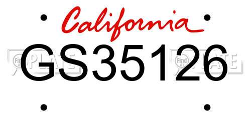 GS35126 California License Plate