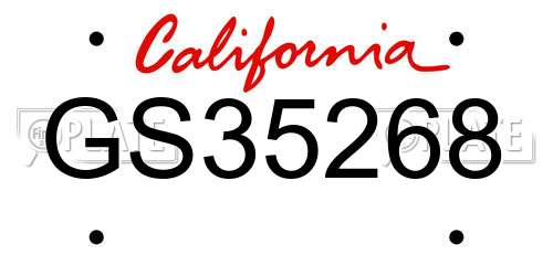 GS35268 California License Plate