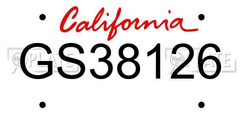 GS38126 California License Plate