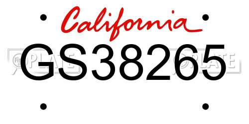 GS38265 California License Plate