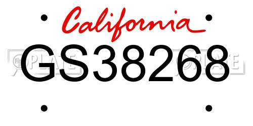 GS38268 California License Plate