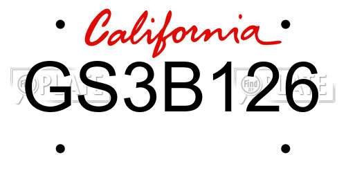 GS3B126 California License Plate