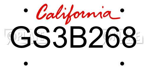 GS3B268 California License Plate